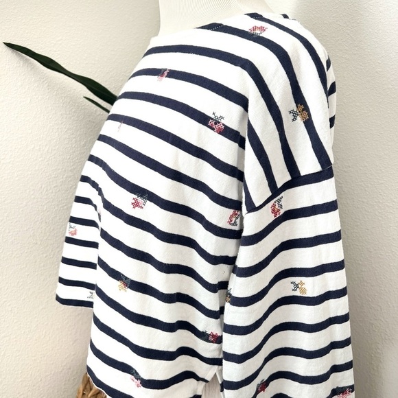 Madewell striped shirt Cross-Stitch Embroidered Supercrop Long-Sleeve Tee Stripe - Picture 6 of 8